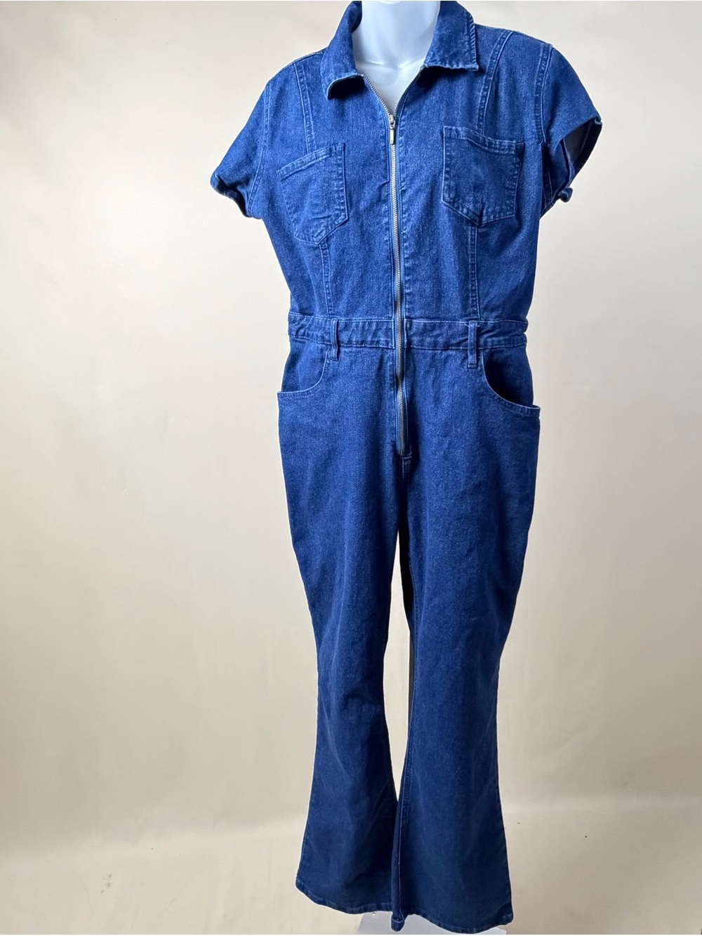Rue21 Blue Denim Zip-Front Jumpsuit